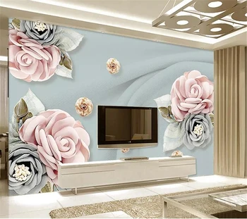 wellyu Пользовательские обои papel de parede Европейский 3D цветочный ТВ фон настенная стерео фреска из свежих цветов papel pintado tapety