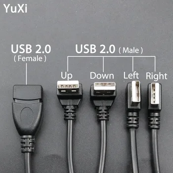 YuXi USB 2.0 A от мужчины к женщине 90-угловой удлинительный кабель-адаптер USB2.0 от мужчины к женщине Адаптер Черного кабеля Линия преобразования шнура