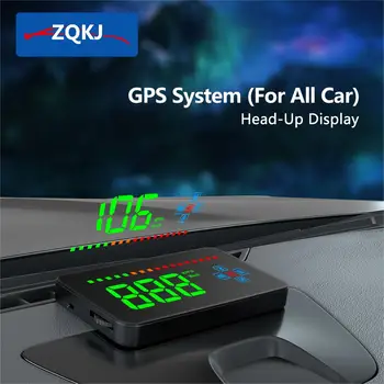 ZQKJ A2 HUD GPS Box Проектор Лобового Стекла Автоаксессуар Электронный Спидометр для Всех Автомобилей Головной Дисплей Сигнализация Напоминание LED