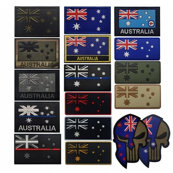 Австралийский флаг, ПВХ + вышивка, повязка, Волшебная наклейка, нашивка на шляпу, рюкзак, военные нашивки для одежды, крючок и кольцо, сделай САМ