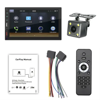 Автомагнитола с 7-дюймовым сенсорным экраном 2 Din, автомобильная стереосистема Bluetooth MP5 плеер с CarPlay Android Auto 2 USB FM Автомобильный плеер A