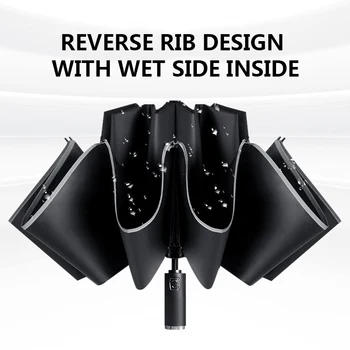 автоматический складной зонт длиной 105 см со светоотражающей полосой, портативный ветрозащитный зонт для защиты от солнца и дождя с десятью ребрами жесткости