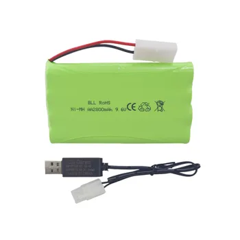 Аккумуляторная Батарея 9,6 V 2800mAh AA С Разъемом Tamiya + USB-Кабель Для Зарядки Радиоуправляемых Игрушечных Машинок, Грузовиков, Танков и Инженерных Транспортных Средств