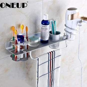 Алюминиевый многофункциональный набор для ванной комнаты ONEUP Space, стойка для фена, держатель для трубки, Держатель для зубной щетки, набор для ванной комнаты, Вешалка для мытья посуды