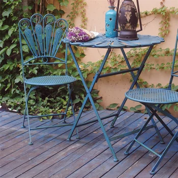 Американский ретро Уличный складной стол и стулья из трех частей Загородный дом Балкон Журнальный столик для отдыха Садовая мебель Z