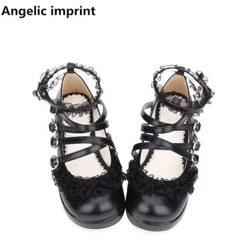 Ангельский отпечаток женщины, mori girl, обувь для косплея в стиле Лолиты, женские туфли-лодочки на низком каблуке, женские студенческие модельные туфли принцессы 3 см 33-47