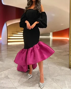 Асимметричное вечернее платье Merida с открытыми плечами, Атласная Русалка С рукавами Три четверти, Платья для выпускного вечера в Саудовской Аравии 2023