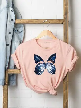 Бабочка, акварель, Милая женская модная повседневная одежда 90-х, футболка с коротким рукавом, Летняя футболка с графическим рисунком, Женская футболка с принтом
