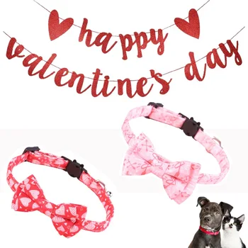 Банданы для собак на День Святого Валентина, треугольный обратимый шарф с клевером для мальчиков и девочек, прочный тканевый декоративный ошейник для розовой кошки
