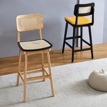 Барные стулья из ротанга скандинавского массива для кухни и высокого стола, мебель для дома, легкий роскошный Креативный высокий барный стол, обеденный стул