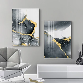 Белая и черная абстрактная картина маслом на холсте, плакаты и принты Cuadros, Скандинавская настенная картина для декора гостиной