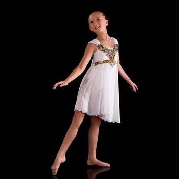 Белое балетное платье для девочек, детская длинная одежда для современных танцев, балерин, детский балетный костюм феи