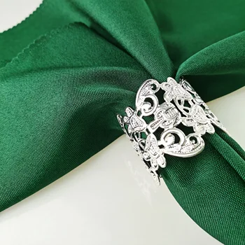 Бесплатная доставка Металлическое Золотое Серебряное кольцо для салфеток Свадебное Праздничное украшение, оптовый держатель 6 шт.