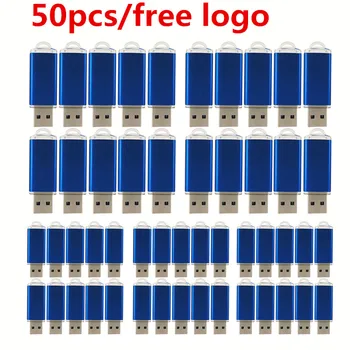 Бесплатный логотип 50 шт./лот Металлический USB Флэш-Накопитель 2.0 Memory Stick Pen Drive 32GB 64GB U Disk Pendrive Cle Usb 8GB 16GB для пользовательских G