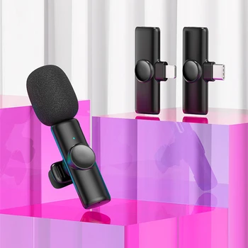 Беспроводной петличный микрофон Портативный Мини-микрофон для записи аудио-видео для iPhone Android Live Broadcast Gaming Phone Mic