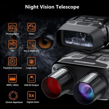 Бинокль Ночного Видения 850nm 1080P Инфракрасный HD 5-КРАТНЫЙ Цифровой Зум Телескоп Ночные Очки для Охоты Кемпинга Наблюдения 128 ГБ