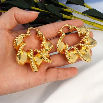 Бразильские Серьги-кольца из Дубая Новый Тренд Позолоченная Медь Витая Бижутерия Аксессуары Для женщин Подарки на Годовщину Вечеринки