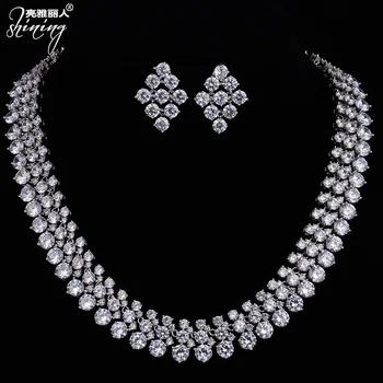 бренд genuine real jewels, роскошный свадебный комплект, ожерелье, 307 предметов, супер яркие женские серьги с простым темпераментом из циркона высокого качества