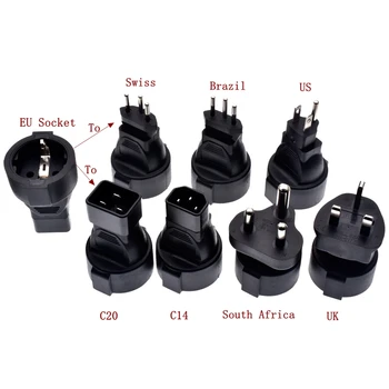 Британский/Южно-Африканский/Итальянский/Бразильский/Американский /IEC320 C14/C20 для стран Центральной и Восточной Европы 7/7 Европейский Женский Адаптер питания переменного тока/PDU Power Lead Adapter