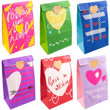 Бумажный пакет, Красочные пакеты-подставки, Подарочная упаковка, на день Святого Валентина, свадьбу, Сумки-подставки для вечеринок 12 шт./лот