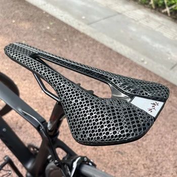 Велосипедное седло с 3D-печатью, Титановые карбоновые рейлинги, Запатентованный материал Ti Power, Удобное сиденье для шоссейного велосипеда MTB С сотовой подушкой