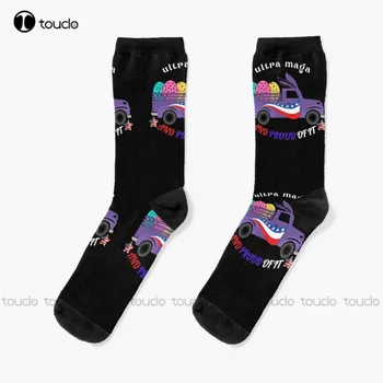 Винтажные носки Ultra Maga И Proud Of It, спортивные носки Trump 2024, цифровая печать 360 °, удобные Спортивные носки для девочек, Рождественский подарок