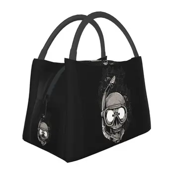 Водолаз с черепом для подводного плавания, Термоизолированная сумка для ланча, женская портативная сумка для ланча на открытом воздухе, для кемпинга, для хранения еды в путешествиях, Коробка для еды
