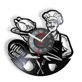 Время приготовления Виниловая Пластинка Настенные часы Кухонные Принадлежности Декор для ресторана в столовой Старинные Часы шеф-повара Настенные Часы