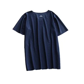 Высококачественная мерсеризованная 3D клетчатая футболка в трехмерную мужскую летнюю полоску с имитацией нейлона с коротким рукавом, эластичная тонкая