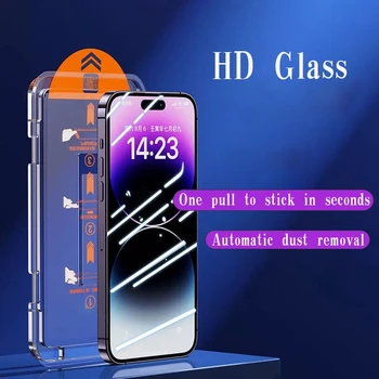 Высококачественное закаленное стекло для iPhone 14 12 11 13 Pro Max, защитная пленка для экрана для iPhone XR X XS Max, комплект для автоматической установки и удаления пыли