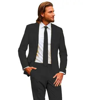 Высококачественные Мужские костюмы, Простой деловой Элегантный Модный костюм для собеседования, джентльменский костюм, Приталенный, из 2 предметов (Блейзер + брюки)
