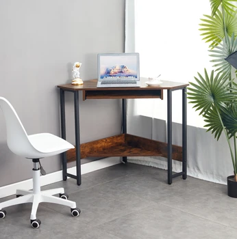 Гладкий лоток для клавиатуры и полки для хранения, компактный домашний офис, небольшой письменный стол с прочной стальной рамой в качестве рабочего места для небольшого пространства
