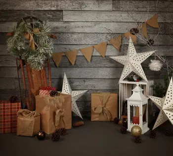 Деревенский Деревянный Рождественский Зимний флаг со звездой, подарочный фон, высококачественная компьютерная печать, детские фоны для детей