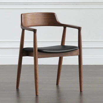 Деревянный минималистичный стул Nordic Lounge, удобный современный кожаный стул для взрослых, дизайнерский офис, мебель для дома Sillasn