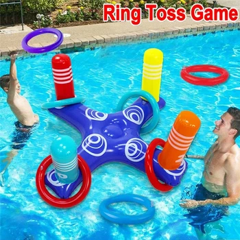Дети Детская водная игрушка Надувной бассейн с плавающим рядом, плавающее кольцо, Летняя водная пляжная игра по подбрасыванию кольца с крестом