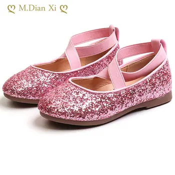Детская новая обувь для девочек; Весенняя обувь принцессы с блестками; Студенческая модная детская танцевальная обувь для выступлений студенток;