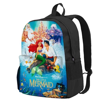 Детские сумки для школьных книг Disney The Little Mermaid для мальчиков и девочек, школьные сумки, брезентовый рюкзак для путешествий для детей