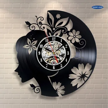 Дизайн виниловой пластинки Настенные часы Классические настенные часы с кварцевым механизмом Виниловая пластинка для девочек большие декоративные настенные часы