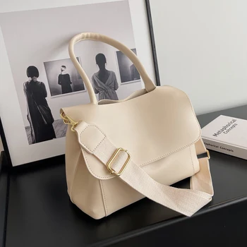 Дизайнерская женская сумка, однотонные сумки через плечо из искусственной кожи для женщин 2023, простая сумка для подмышек, модная сумка-мессенджер с клапаном