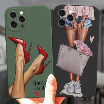 Для iPhone 14 11 12 13 Pro Max Mini XR 14Plus Candy Case Популярная Модная Женская Обувь На Высоком Каблуке, Мягкий Силиконовый Защитный Чехол