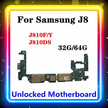 Для Samsung Galaxy J8 J810F J810DS J805F Материнская Плата Android OS С одной SIM-картой и Двумя SIM-картами Логическая Плата 32G 64G С Чипом Материнская Плата