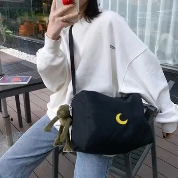Женская сумка-мессенджер Moon большой емкости, универсальная Корейская сумка, сумки для мобильных телефонов, простые сумки через плечо, повседневная женская сумка через плечо с клапаном