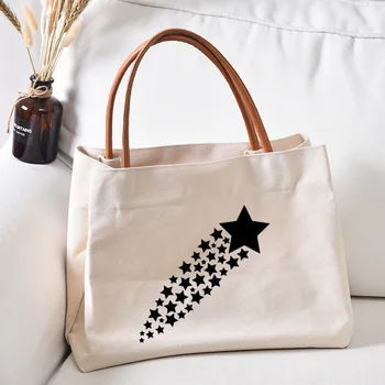 Женская холщовая сумка с принтом забавных звезд Подарок друзьям Рабочая сумка Женская модная пляжная сумка Сумка для покупок