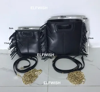 Женские модные черные кожаные сумки с кисточками, золотые ремешки-цепочки, перекрещивающаяся сумка-мессенджер высокого качества