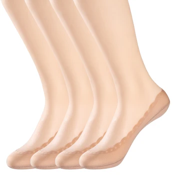 Женские нескользящие хлопчатобумажные нейлоновые носки No Show, невидимые летние дышащие носки с глубоким вырезом, черные, телесного цвета