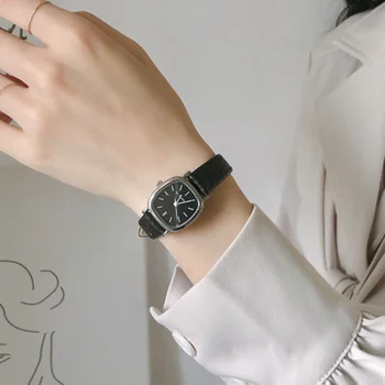 Женские простые винтажные часы для женщин, наручные часы с циферблатом, наручные часы с кожаным ремешком, высококачественные женские повседневные часы-браслет