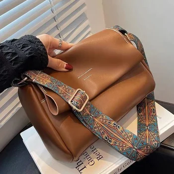 Женские сумки Тренд 2023 Роскошная дизайнерская сумка из искусственной кожи Женская винтажная сумка с клапаном на плечо Женские сумки-мессенджеры