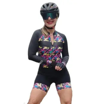Женский спортивный костюм Macaquinho Cycling Monkey, велосипедный костюм с длинным рукавом, летняя защита от ультрафиолета, быстросохнущий набор для триатлона