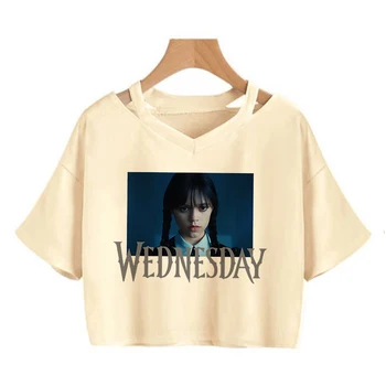 Женщины, которых я ненавижу все, укороченные топы Wednesday Addams, футболка Kawaii Y2k, панк-футболка Nevermore Academy, готическая футболка Harajuku, женская одежда