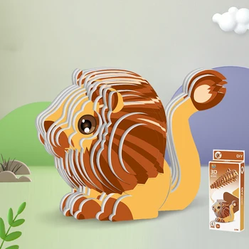 Животные 3D Бумажный пазл для детей, развивающие игрушки Монтессори, Забавная ручная сборка своими руками, трехмерная модель Игрушки для мальчика и девочки